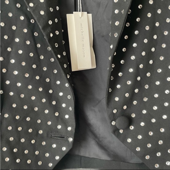 NEW MICHELLE MASON REVOLVE Cropped Crystal
Embellished Crepe Tuxedo Jacket Black - Picture 8 of 12